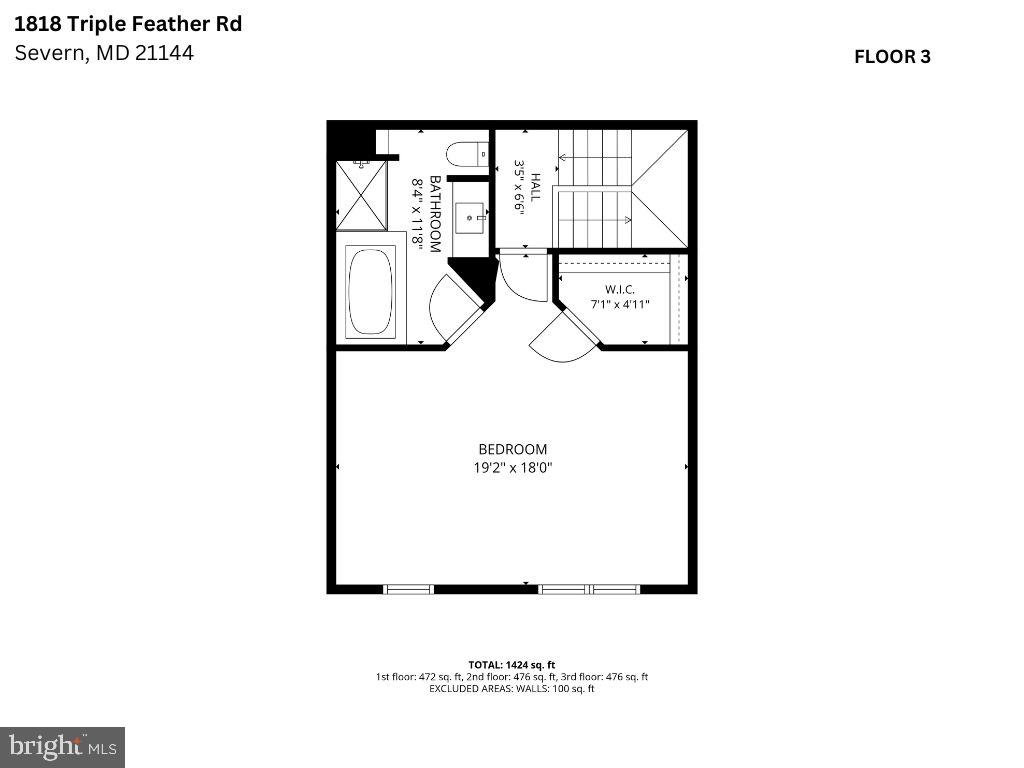 1818 Triple Feather Road, Unit 85 Severn, MD 21144 - Photo 39 of 40 Third Level Floor Plan