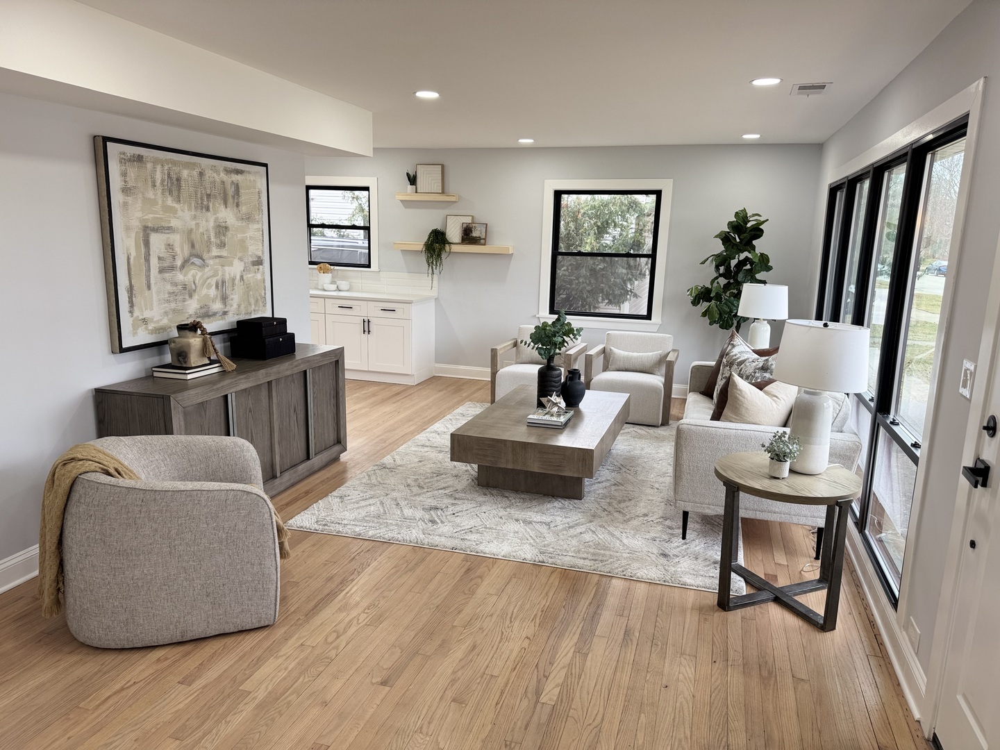 7015 Palma Lane Morton Grove, IL 60053 - Photo 7 of 19 a living room with furniture and a wooden floor