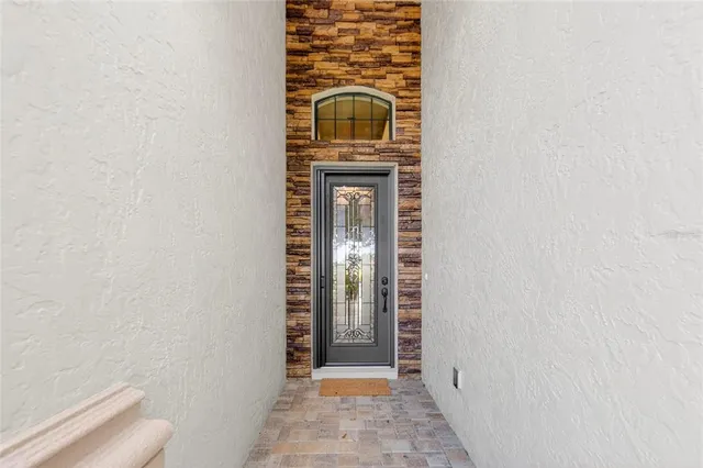 a view of a door in the hallway