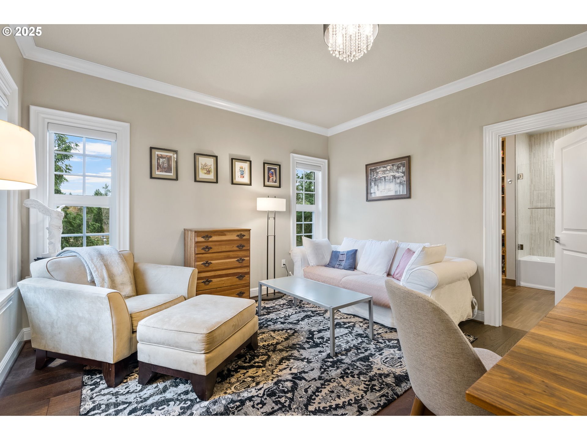 13710 Knaus Road Lake Oswego, OR 97034 - Photo 38 of 47 a living room with furniture wooden floor and a fireplace