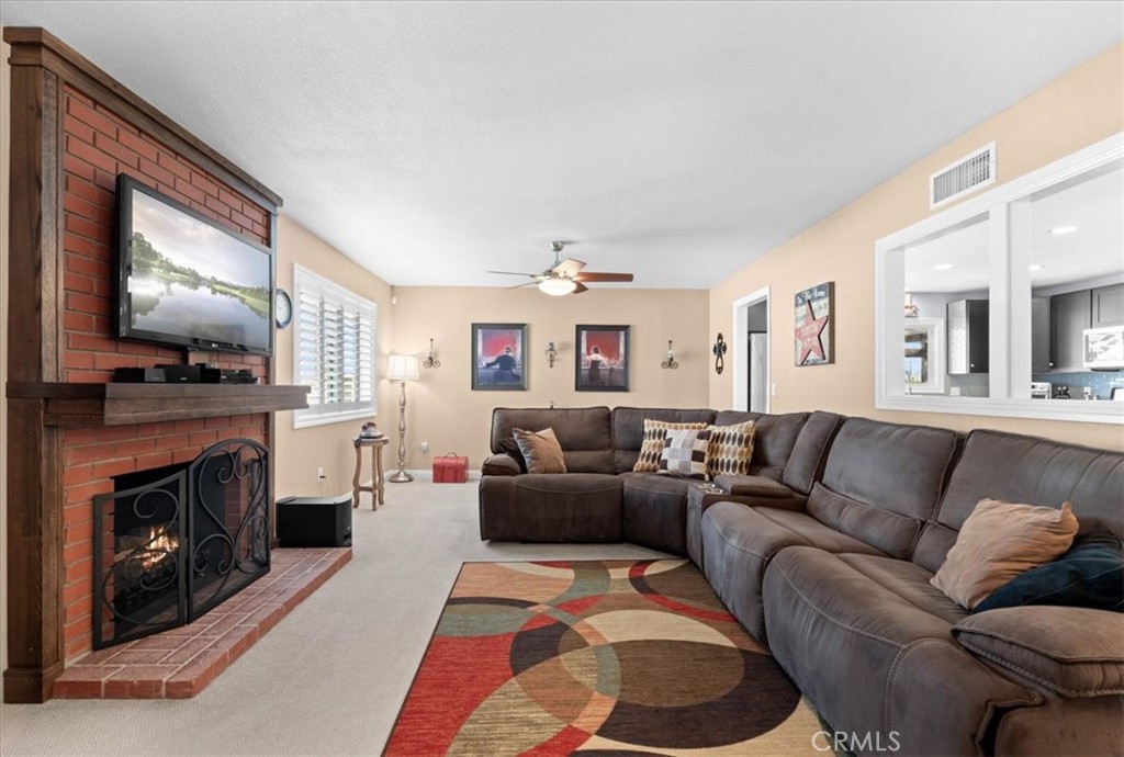 6213 Academy Avenue Riverside, CA 92506 - Photo 13 of 38 Living Room with Brick Fireplace & Custom Mantel