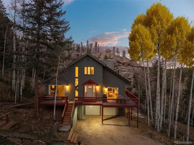 a view of a bench in a backyard
