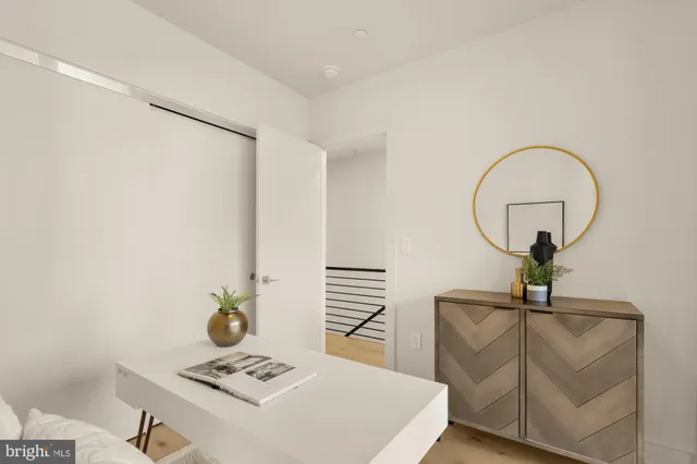 a living room with table