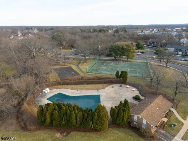 a view of a lake in middle of the town