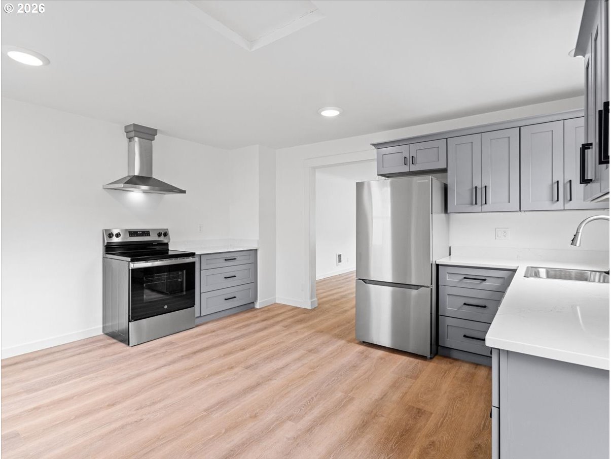 440 25th Avenue Longview, WA 98632 - Photo 6 of 27 a kitchen with a refrigerator stove and wooden floors