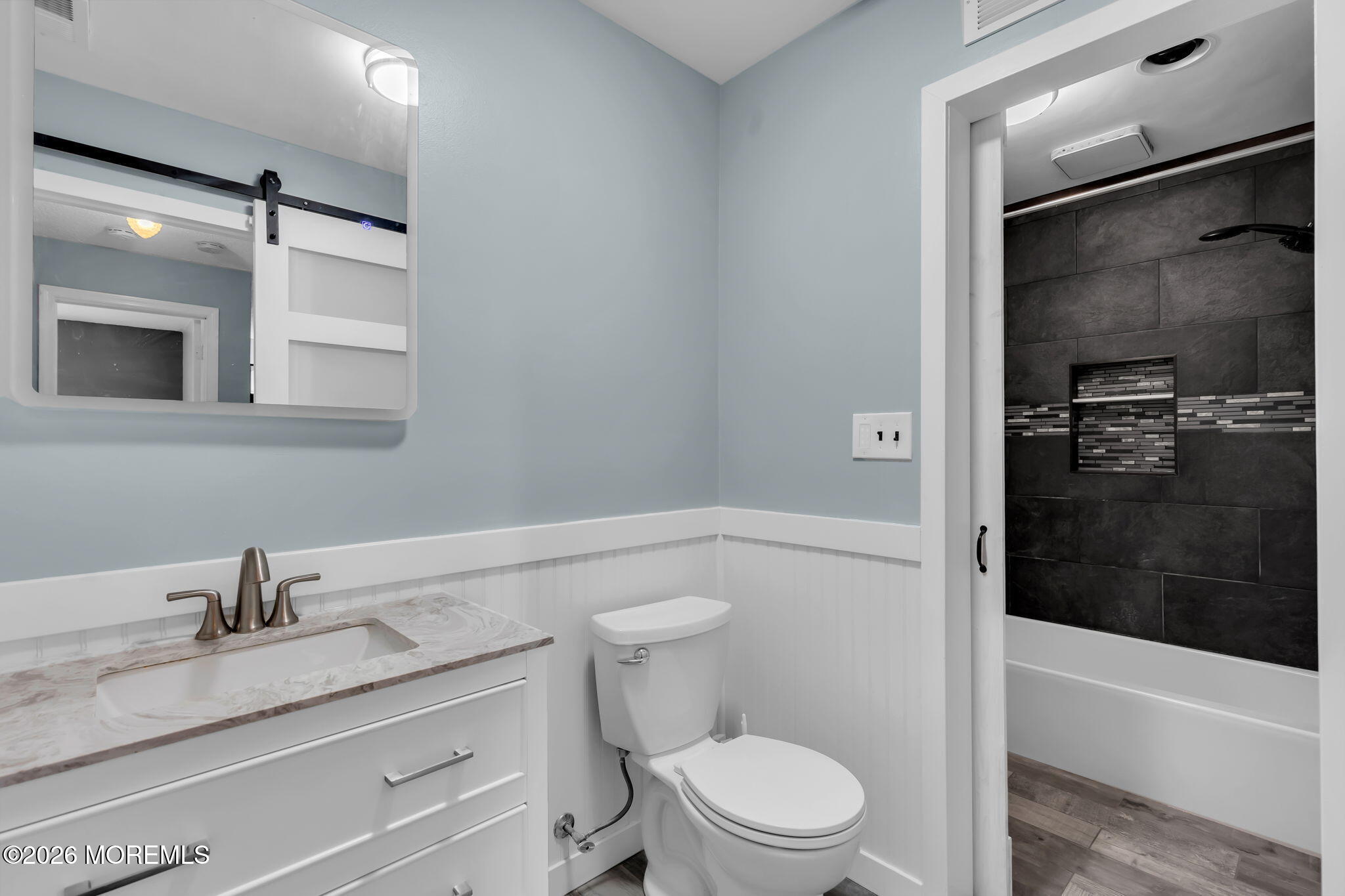 106 Frontier Way Tinton Falls, NJ 07753 - Photo 12 of 22 a bathroom with a granite countertop sink toilet and shower