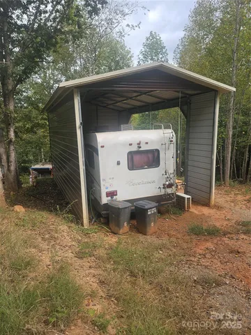 a small pool with big trees