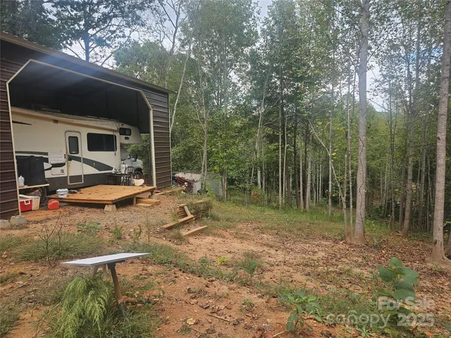 a view of backyard with slide