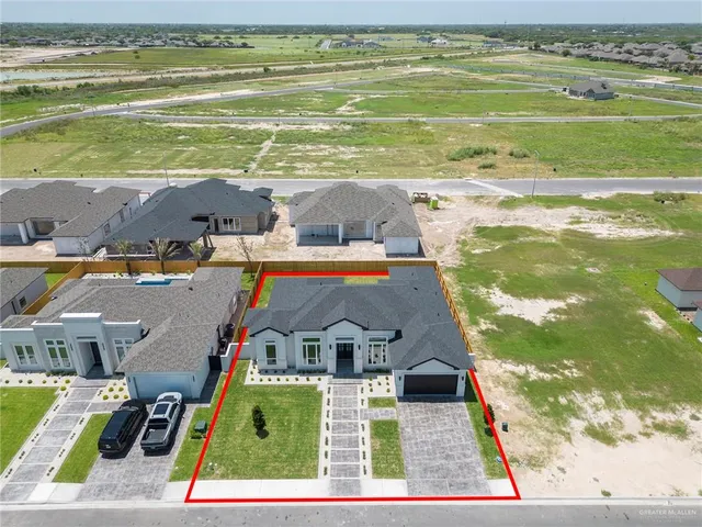 a view of an ocean with a big yard