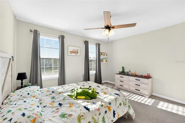 an aerial view of a house with a garden