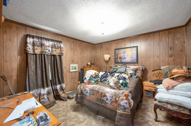 a bedroom with bed and a window