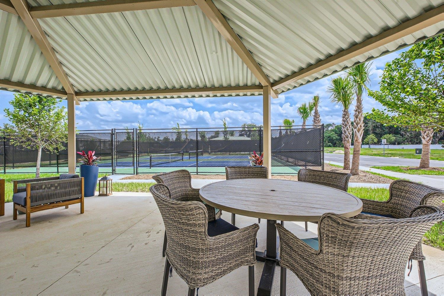 83 Pamplona Drive St. Augustine, FL 32086 - Photo 58 of 66 a view of a patio with a table chairs and a backyard