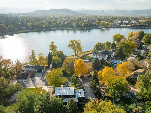 a view of a lake with a mountain