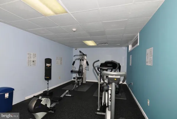 a view of a room with gym equipment