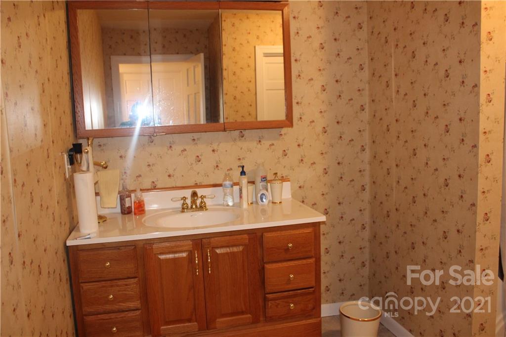 718 Bald Mountain Road Burnsville, NC 28714 - Photo 6 of 20 a bathroom with a sink a toilet and mirror