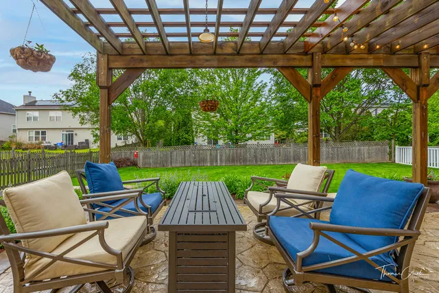 a view of an outdoor space with seating