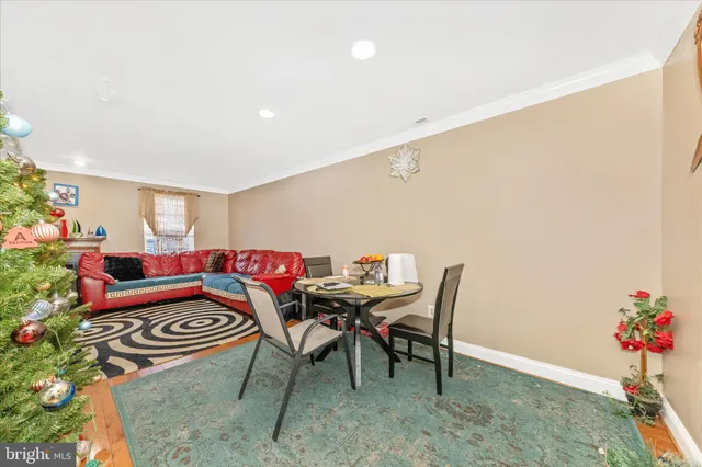 a dinning room with furniture