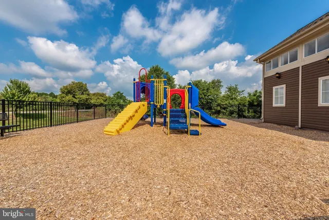 a view of a park with slide