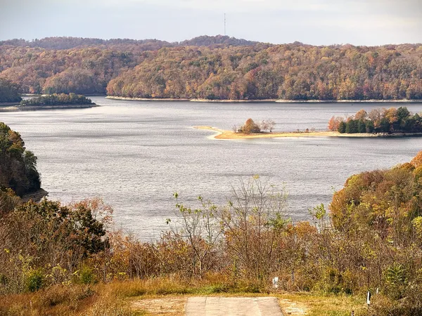 a view of lake with mountain