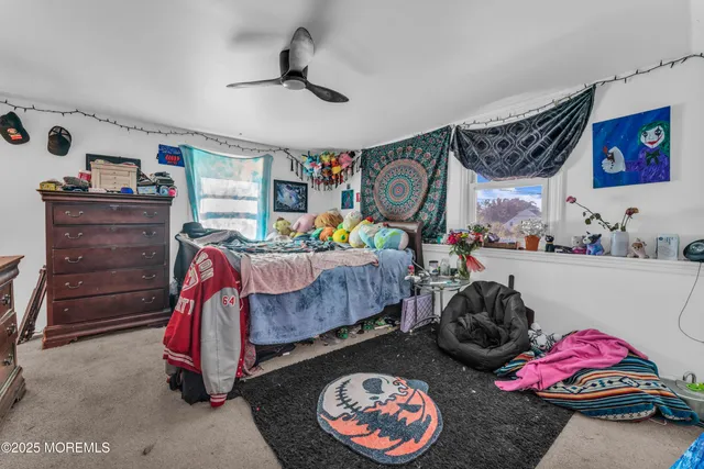 a bedroom with bed and furniture