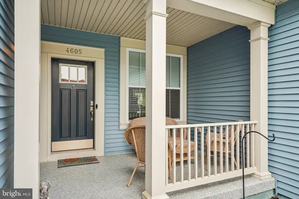a porch with a chair