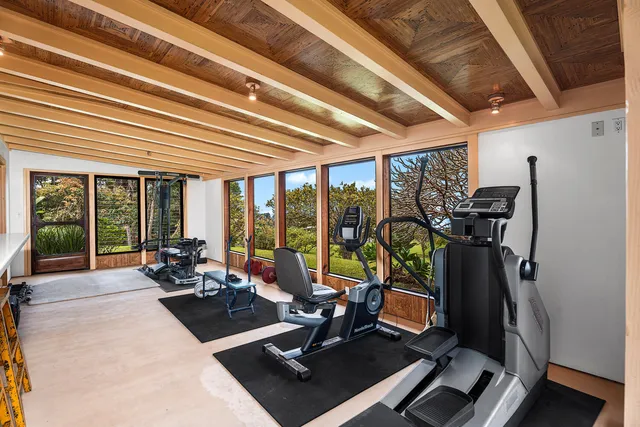 a view of a room with gym equipment