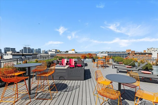 a view of a terrace with furniture