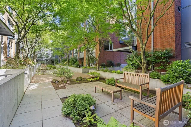 a front view of a building with street view