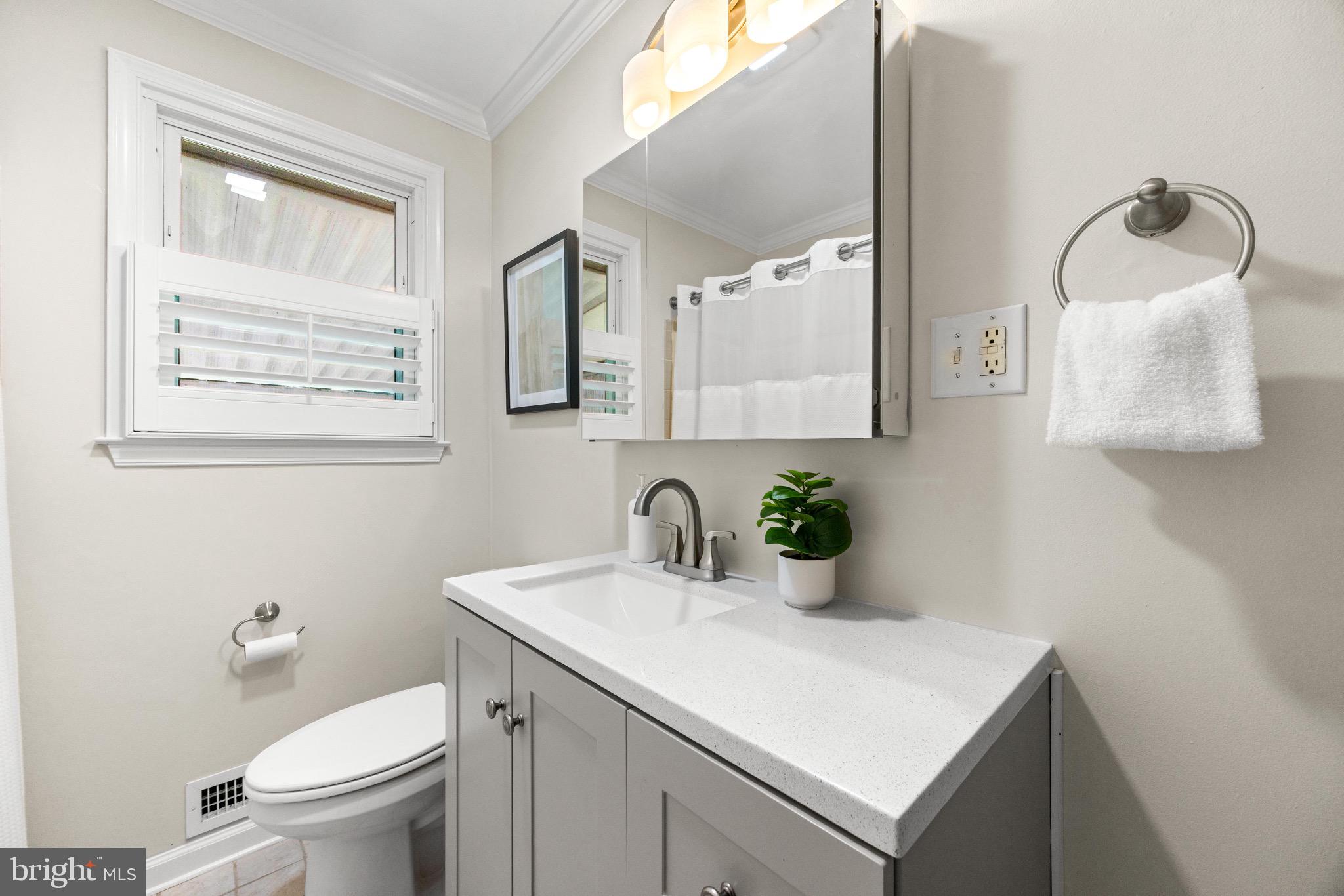 586 Forest View Road Linthicum Heights, MD 21090 - Photo 11 of 28 a bathroom with a sink a toilet and mirror