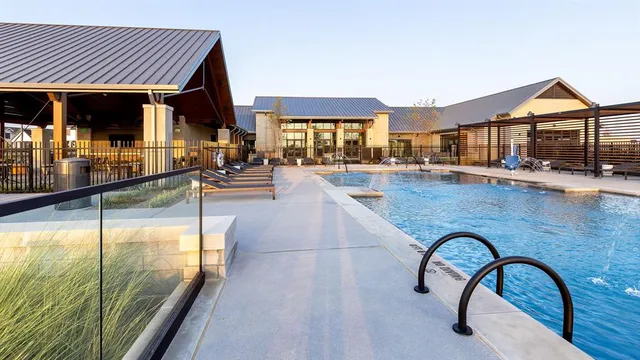 a view of a lake with a sitting area