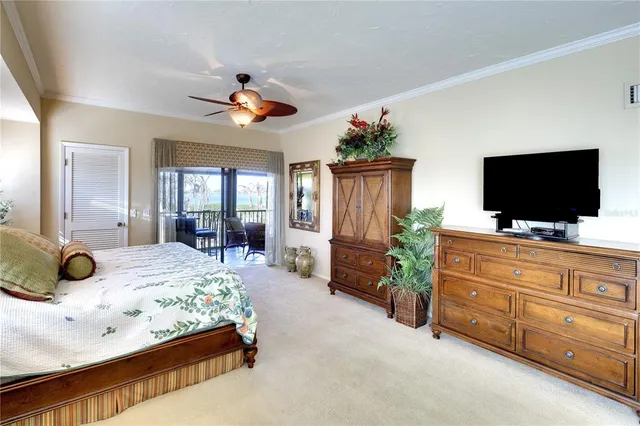 a bedroom with a bed and flat screen tv