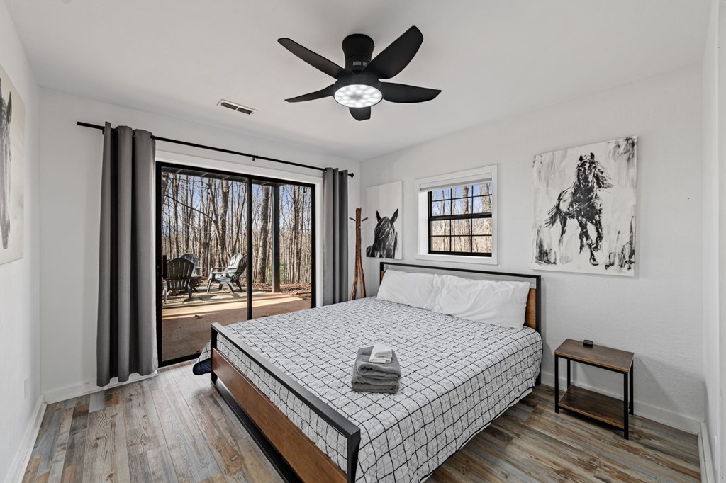 403 Sugar Mountain Road Blue Ridge, GA 30513 - Photo 38 of 84 a bedroom with a bed and a large window