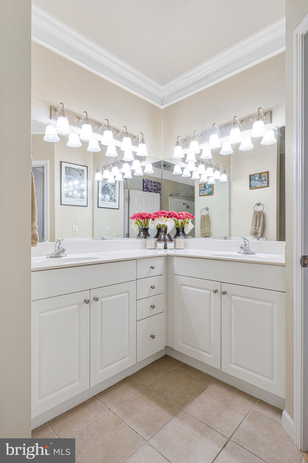 503 Sunset View Terrace Southeast, Unit 407 Leesburg, VA 20175 - Photo 18 of 35 a spacious bathroom with a double vanity sink mirror and