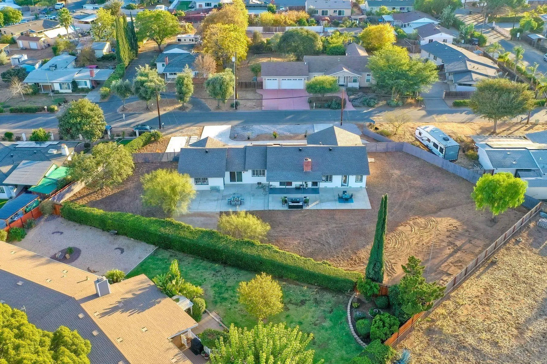 730 Montview Drive Escondido, CA 92025 - Photo 42 of 47 an aerial view of a house with a yard basket ball court and outdoor seating