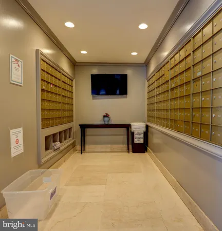 a view of a projector room with a tv