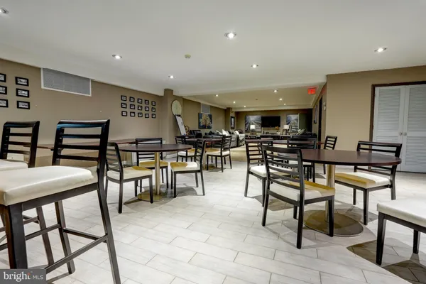 a view of a dining area with furniture