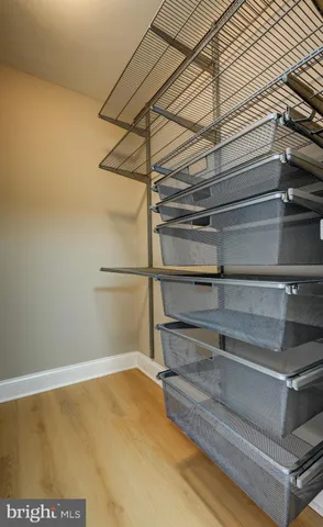 a view of an empty walk in closet