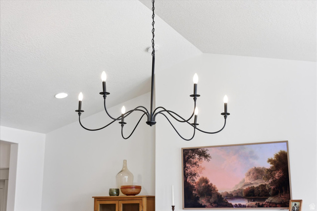 283 North 500 West Mapleton, UT 84664 - Photo 19 of 102 Detailed view of a chandelier and a textured ceiling.