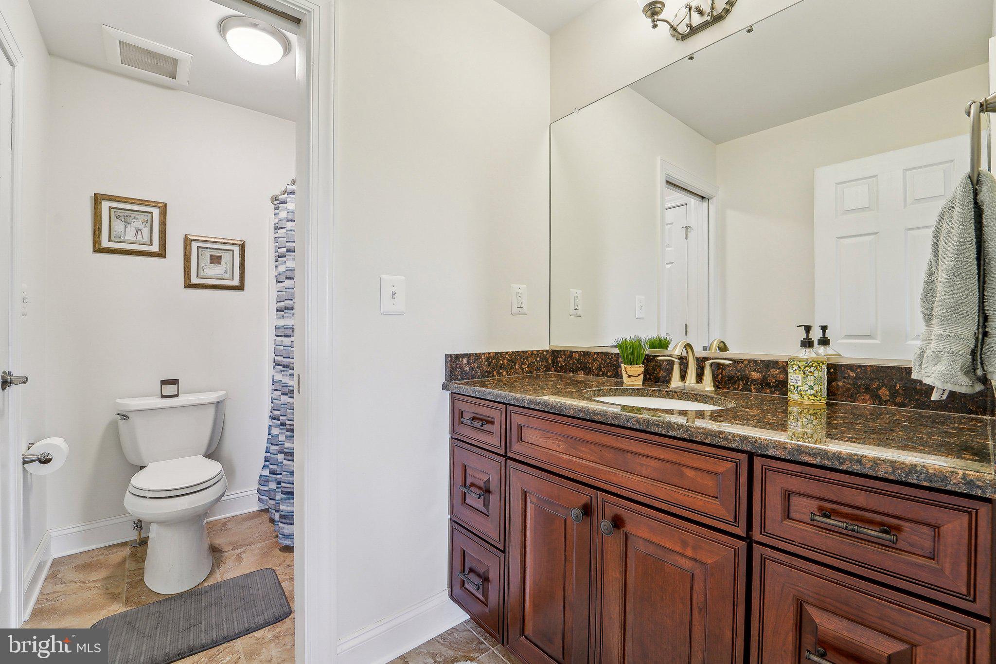 13936 Rover Mill Road West Friendship, MD 21794 - Photo 29 of 73 a bathroom with a granite countertop sink and a toilet