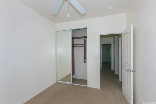 an empty room with closet