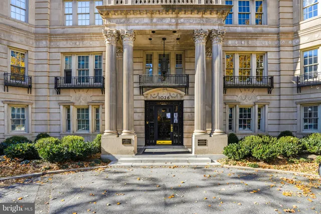 front view of a brick building