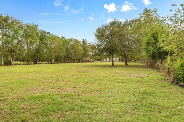 a view of outdoor space with trees all around