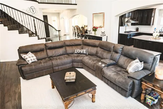 a living room with furniture