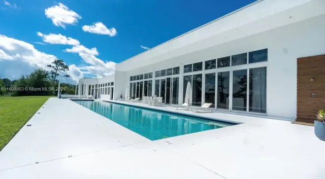 a view of a lake with a city