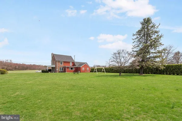 a view of a backyard with plants and big yard