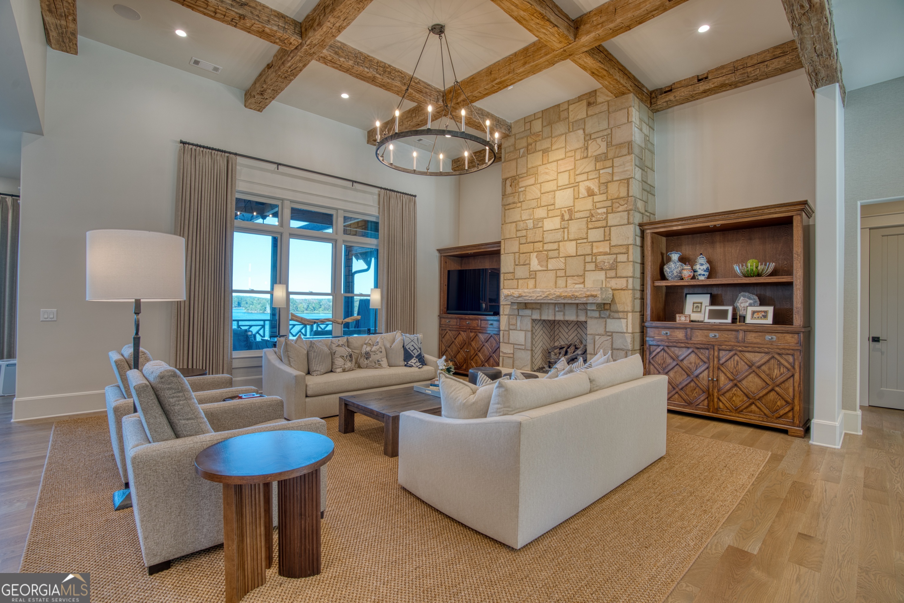 144 Co Road Leesburg, AL 35983 - Photo 14 of 109 a living room with fireplace furniture and a large window