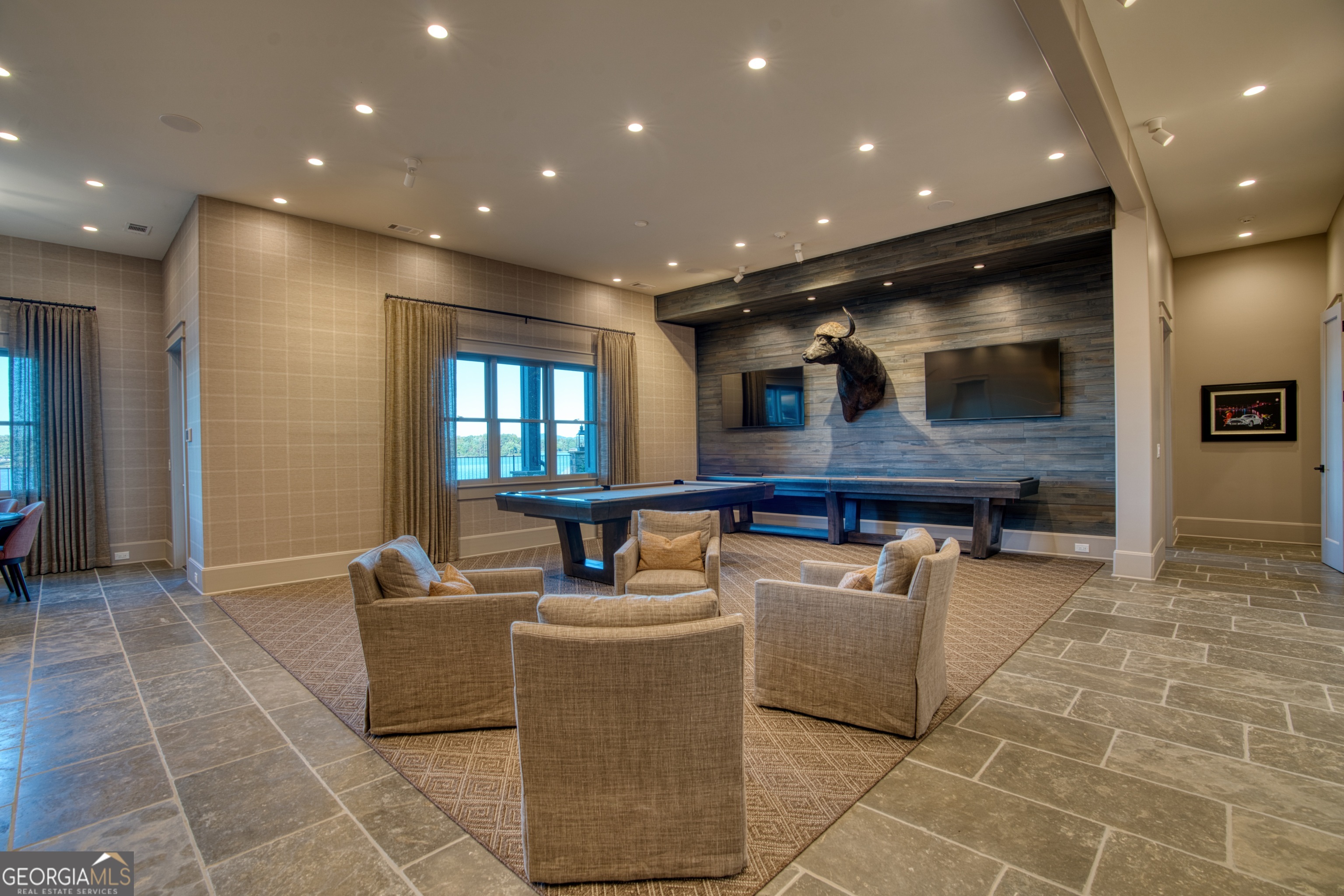 144 Co Road Leesburg, AL 35983 - Photo 58 of 109 a living room with fireplace furniture and a flat screen tv