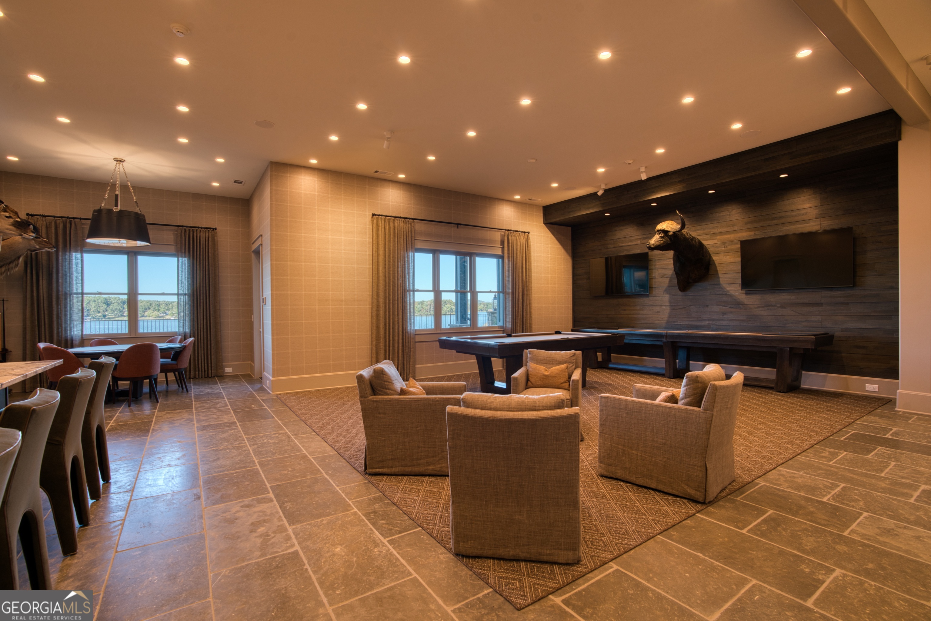 144 Co Road Leesburg, AL 35983 - Photo 60 of 109 a living room with couches and projector with a flat screen tv