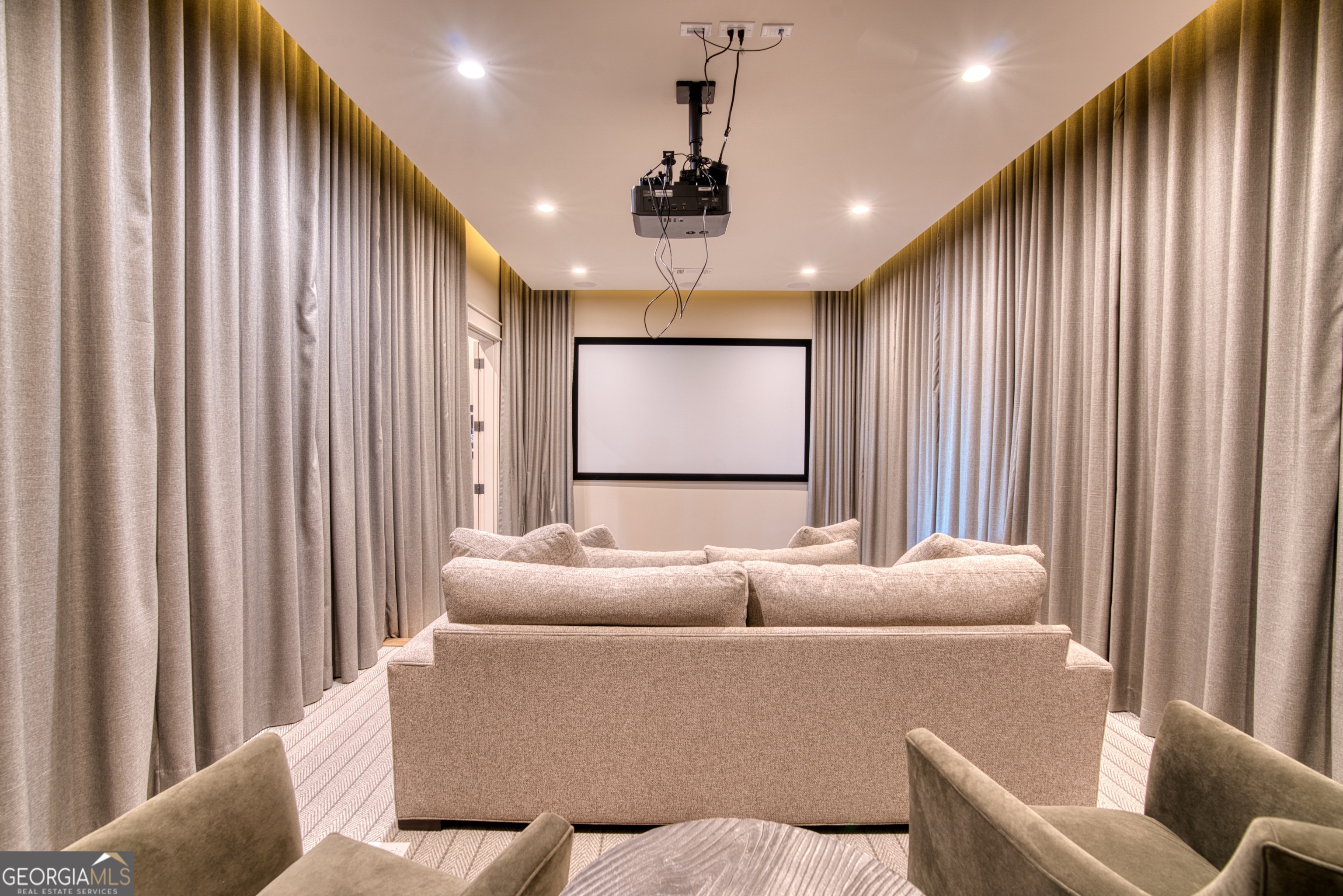 144 Co Road Leesburg, AL 35983 - Photo 69 of 109 a living room with furniture and a projector