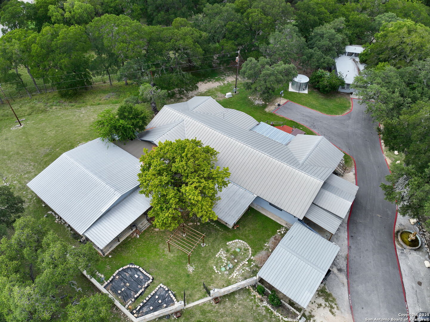 an aerial view of a house
